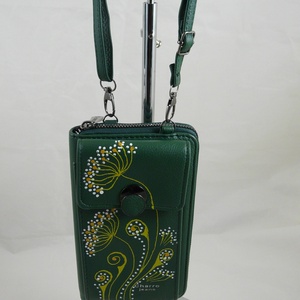 Nagyméretű műbőr pénztárca, telefontartó, válltáska, kézzel festett, egyedi motívummal! - táska & tok - pénztárca & más tok - telefontok - Meska.hu