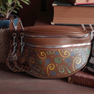 Műbőr válltáska, egyedi, kézzel festett, egyedi mintával. - Meska.hu