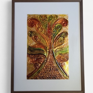 Életfa (Lemezdomborítás), Művészet, Festmény, Festmény vegyes technika, Festészet, Fémmegmunkálás, MESKA