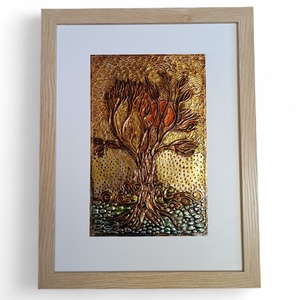 Fényből gyökerezve (lemezdomborítás), Művészet, Festmény, Festmény vegyes technika, Festészet, Fémmegmunkálás, MESKA