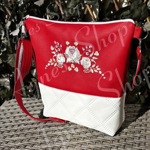 Piros - Fehér táska - táska & tok - kézitáska & válltáska - vállon átvethető táska - Meska.hu