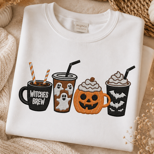 Halloween hímzett pulóver � BOO szellemes / Halloween italos mintával - ruha & divat - női ruha - pulóver - Meska.hu