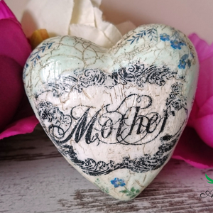 Szív formájú függődísz, Otthon & Életmód, Dekoráció, Fali és függő dekoráció, Függődísz, Decoupage, transzfer és szalvétatechnika, MESKA