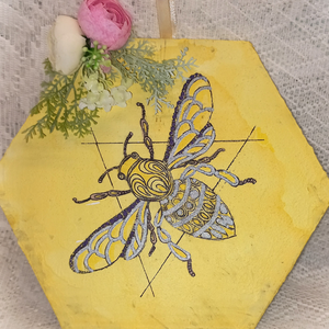 Méh virággal, Otthon & Életmód, Dekoráció, Fali és függő dekoráció, Falra akasztható dekor, Decoupage, transzfer és szalvétatechnika, Mindenmás, MESKA