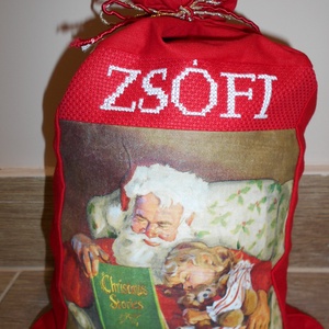 Egyedi, névre szóló Mikulászsák - karácsony - mikulás - mikulás zsák, zokni, csizma - Meska.hu