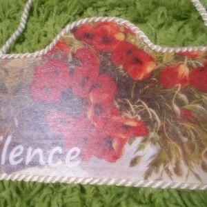 Silence, pipacsos csendélet tábla  - otthon & életmód - dekoráció - ajtó- és ablak dekoráció - ajtótábla - Meska.hu