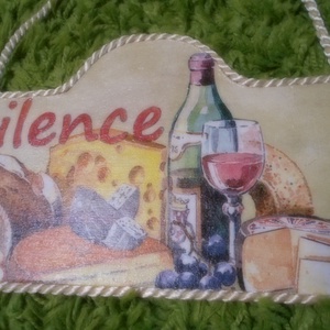 Silence, bor és sajt csendélet tábla  - otthon & életmód - dekoráció - ajtó- és ablak dekoráció - ajtótábla - Meska.hu