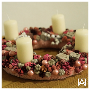 Rózsaszín álom - adventi koszorú - Meska.hu