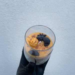 Pumpkin Spirits � nagy Halloween szójagyertya tök színben, kézműves gyertya szellemes díszítéssel � őszi lakásdekoráció  - otthon & életmód - gyertya, illat, aroma - gyertya - Meska.hu