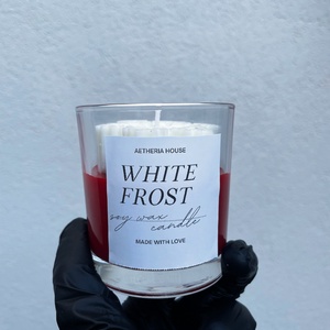 White Frost  Téli friss illatú kézműves szójagyertya  Aetheria House természetes, vegán gyertya, karácsonyi hangulat - otthon & életmód - gyertya, illat, aroma - gyertya - Meska.hu