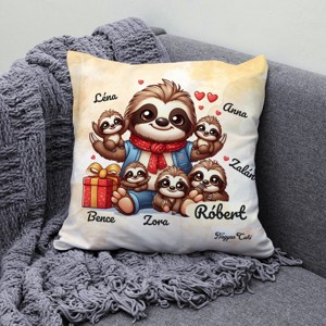 Névvel kérhető - Cuki lajhár Apa és öt gyerek mintás párna - otthon & életmód - lakástextil - párna & párnahuzat - díszpárna (belsővel együtt) - Meska.hu