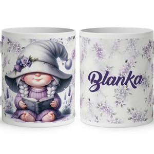 Névvel kérhető - Könyvmoly levendulás manólány mintás bögre, Otthon & Életmód, Konyhafelszerelés, tálalás, Tálalás, Bögre & Csésze, , MESKA