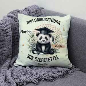Névvel kérhető Panda mintás párna - 2026 évi Ballagásra - otthon & életmód - lakástextil - párna & párnahuzat - díszpárna (belsővel együtt) - Meska.hu