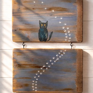 Rusztikus falikép cicával, cica - Meska.hu