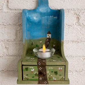 Rusztikus fa mécses - fali mécsestartó - liba - házikó - otthon & életmód - gyertya, illat, aroma - mécses és mécsestartó - Meska.hu