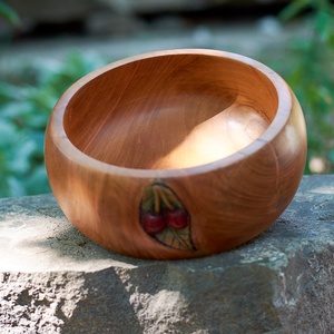 Nagyméretű esztergált cseresznye fa tál - otthon & életmód - dekoráció - asztal és polc dekoráció - dekorációs tál, tartó - Meska.hu