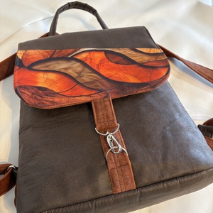 Barna hátitáska egyedi mintával, Táska & Tok, Hátizsák, Hátizsák, Varrás, MESKA
