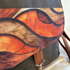 Barna hátitáska egyedi mintával - táska & tok - hátizsák - hátizsák - Meska.hu