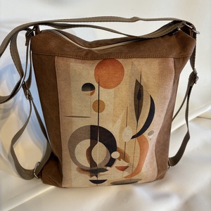 Barna, modern mintás 2 in 1 táska, Táska & Tok, Hátizsák, Hátizsák, , MESKA