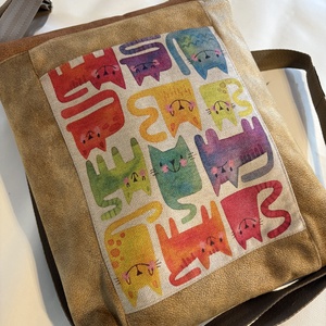 Barna, cica mintás 2 in 1 táska - táska & tok - hátizsák - hátizsák - Meska.hu