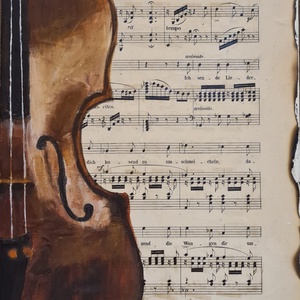 Hegedű - művészet - festmény - akril - Meska.hu