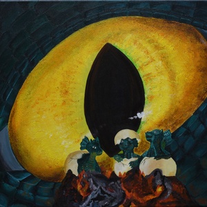 Lángoló bölcső - művészet - festmény - akril - Meska.hu