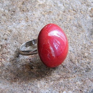 Piros kerámia gyűrű -  - Meska.hu