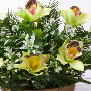 Zöld orchideás temetői tál - otthon & életmód - vallás - temetkezési tárgy - Meska.hu