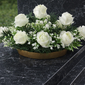 Fehér rózsás sírdísz  - otthon & életmód - vallás - temetkezési tárgy - sírdísz, kegyeleti dísz - Meska.hu