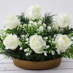 Fehér rózsás sírdísz  - otthon & életmód - vallás - temetkezési tárgy - sírdísz, kegyeleti dísz - Meska.hu