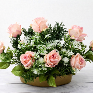 Púder rózsás temetői tál, Otthon & Életmód, Vallás, Temetkezési tárgy, Sírdísz, kegyeleti dísz, Virágkötés, MESKA