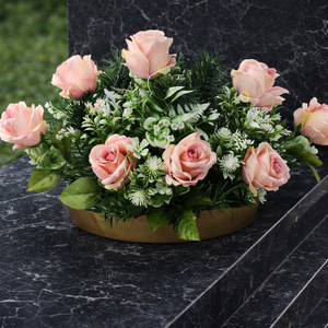 Púder rózsás temetői tál - otthon & életmód - vallás - temetkezési tárgy - sírdísz, kegyeleti dísz - Meska.hu