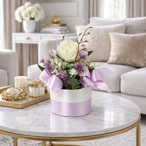 Pasztell rózsás virágbox � romantikus virágkompozíció elegáns ajándéknak - otthon & életmód - dekoráció - asztal és polc dekoráció - asztaldísz - Meska.hu