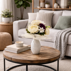 Elegáns rózsás virágdísz vázában � romantikus lakásdekoráció - otthon & életmód - dekoráció - asztal és polc dekoráció - asztaldísz - Meska.hu