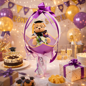 Ballagási macis ballonos csokor �  különleges ballagási ajándék, diplomaosztó ajándék - otthon & életmód - virágdekoráció - virágok - virágcsokor - Meska.hu