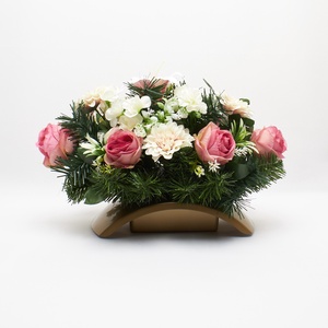 Mályva  rózsás sírdísz  � elegáns kegyeleti dekoráció - otthon & életmód - vallás - temetkezési tárgy - sírdísz, kegyeleti dísz - Meska.hu