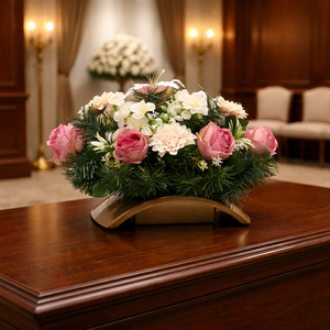 Mályva  rózsás sírdísz  � elegáns kegyeleti dekoráció - otthon & életmód - vallás - temetkezési tárgy - sírdísz, kegyeleti dísz - Meska.hu