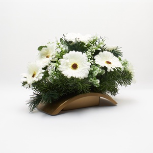 Fehér gerberás sírdísz  � elegáns kegyeleti virágkompozíció - otthon & életmód - vallás - temetkezési tárgy - sírdísz, kegyeleti dísz - Meska.hu