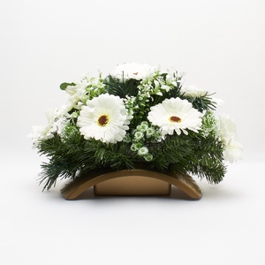 Fehér gerberás sírdísz  � elegáns kegyeleti virágkompozíció - otthon & életmód - vallás - temetkezési tárgy - sírdísz, kegyeleti dísz - Meska.hu