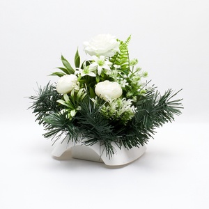 Fehér temetői dísz zöld kiegészítőkkel - otthon & életmód - vallás - temetkezési tárgy - sírdísz, kegyeleti dísz - Meska.hu