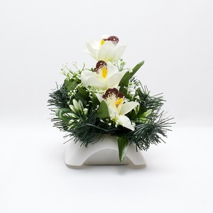 Elegáns orchideás temetői dísz fehér-zöld színvilágban, Otthon & Életmód, Vallás, Temetkezési tárgy, Sírdísz, kegyeleti dísz, Virágkötés, MESKA