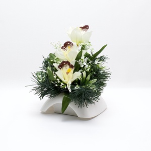 Elegáns orchideás temetői dísz fehér-zöld színvilágban - otthon & életmód - vallás - temetkezési tárgy - sírdísz, kegyeleti dísz - Meska.hu