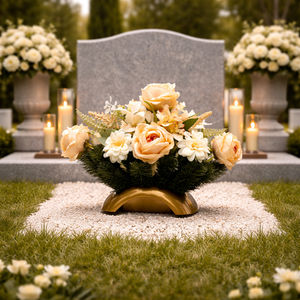 Barack�krém sírdísz kegyeletteljes megemlékezéshez - otthon & életmód - vallás - temetkezési tárgy - sírdísz, kegyeleti dísz - Meska.hu