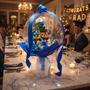 Ballagási macis ballonos csokor �  különleges ballagási ajándék, diplomaosztó ajándék - otthon & életmód - virágdekoráció - virágok - virágcsokor - Meska.hu