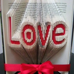 LOVE feliratos könyv, Otthon & Életmód, Dekoráció, Asztal és polc dekoráció, Könyvszobor, Papírművészet, Újrahasznosított alapanyagból készült termékek, MESKA