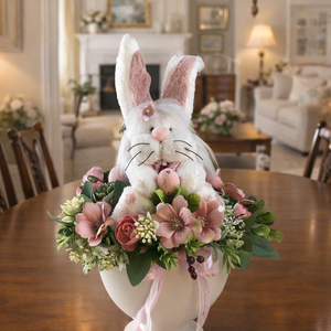 Nyuszis asztali dísz :: tojás kerámia kaspóban - otthon & életmód - dekoráció - asztal és polc dekoráció - asztaldísz - Meska.hu