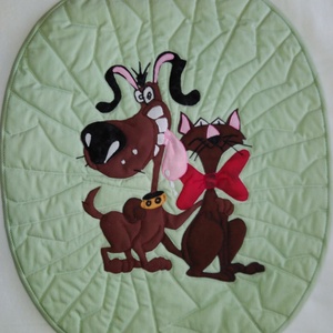 Gyerkőc falikép, kutya-macska barátság.  - Meska.hu