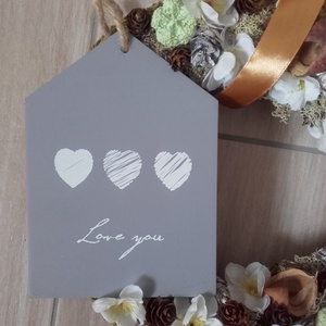 Virágos stilusú love-zöld kopogtató, ajtódísz -KÉSZTERMÉK - otthon & életmód - dekoráció - ajtó- és ablak dekoráció - ajtódísz & kopogtató - Meska.hu