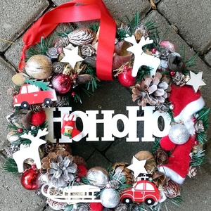 HOHOHO mikulás-adventi-karácsonyi-ünnepváró ajtódísz, kopogtató, koszorú KÉSZTERMÉK - karácsony - adventi díszek - adventi ajtódísz - Meska.hu