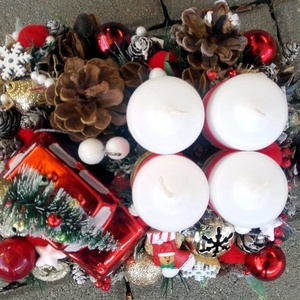 CLASSIC CHRISTMAS autós-karácsonyi asztaldsz,  adventi asztaldísz, koszorú, doboz, box karácsonyi dekoráció  - karácsony - karácsonyi lakásdekoráció - karácsonyi ajtódíszek - Meska.hu